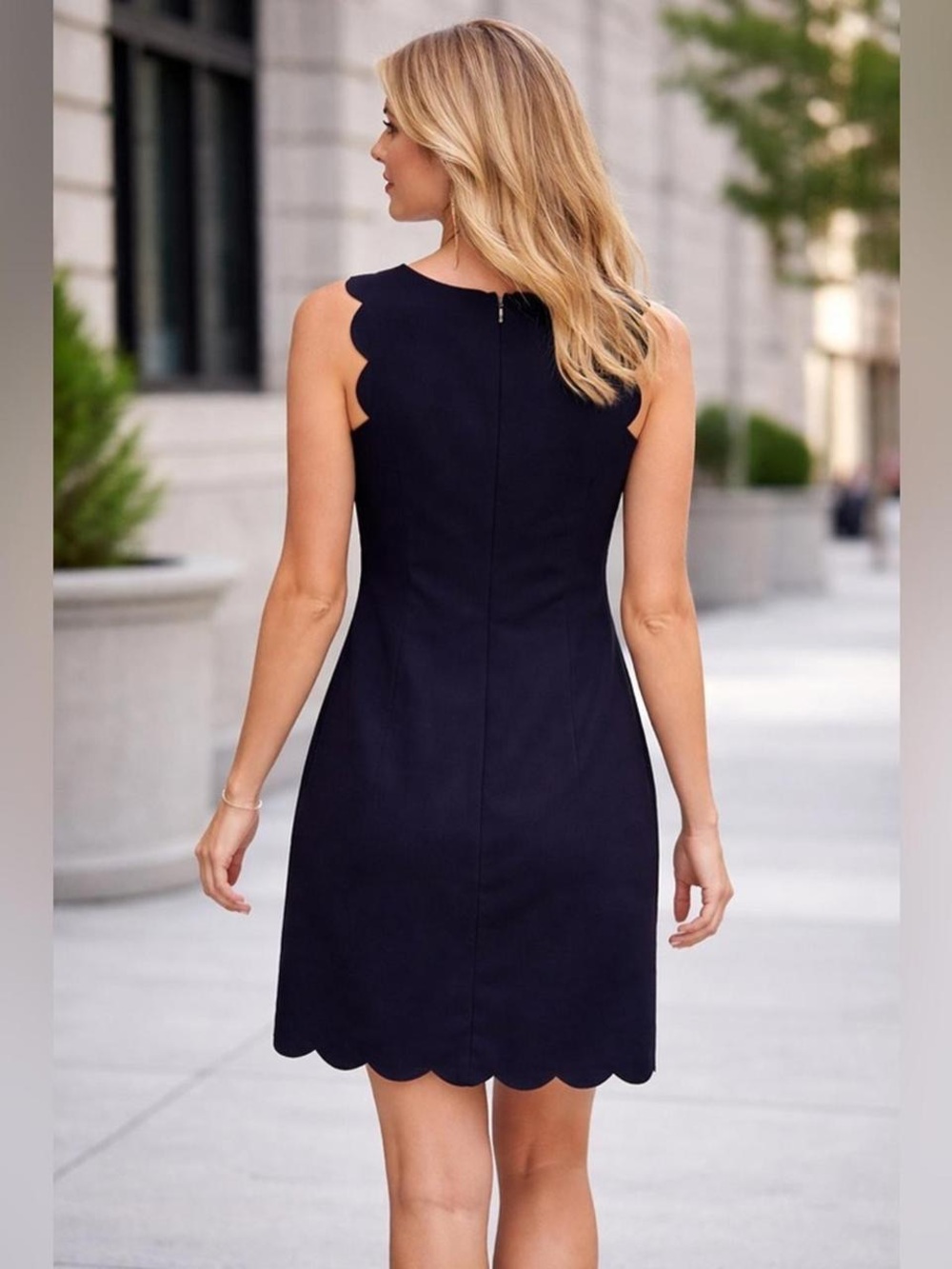J. Crew Navy Scalloped Shift Dress - Women